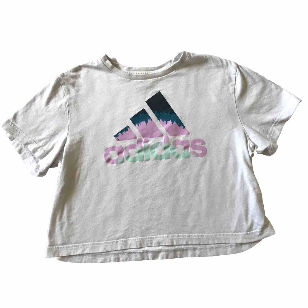Adidas Farm Rio White Pastels S/S Tie Dye Crewneck Cropped Top Cotton Size M